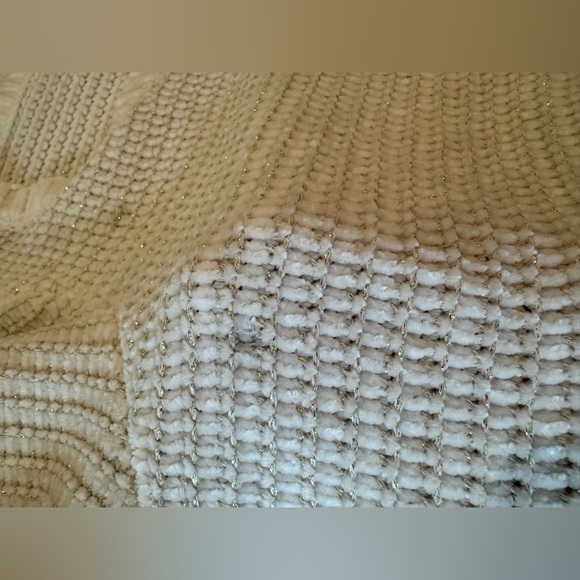 Anthropologie Moth white and gold metallic crew neck sweater wide sleeves - Picture 8 of 11